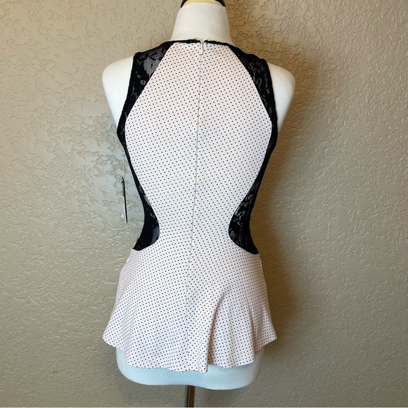 NWT Guess Mini Dot Peplum Feminine Lace Flirty Tank Top Size XS - Picture 12 of 16